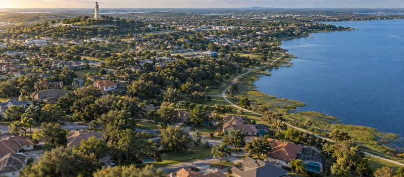 Aerial view of a roof in Clermont, FL