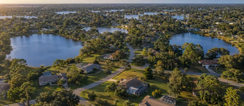 Aerial view of a roof in Deltona, FL