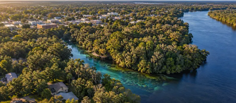 Aerial view of a roof in Orange City, FL