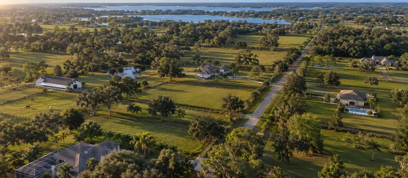 Aerial view of a roof in Sorrento, FL