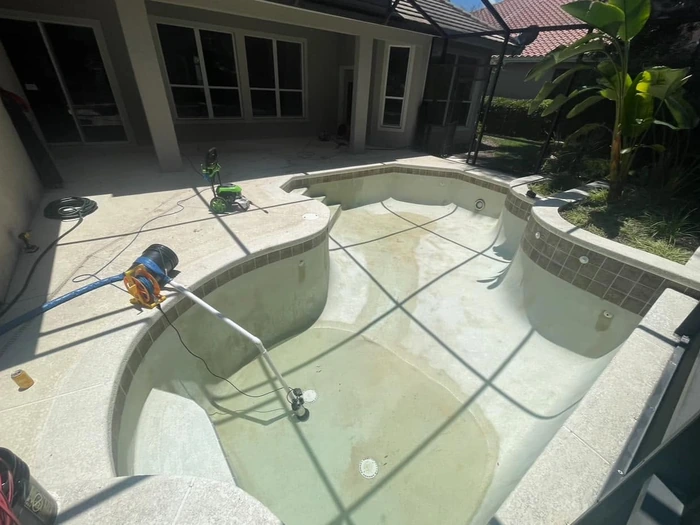 Blue Choice Pools commercial roof, aerial view